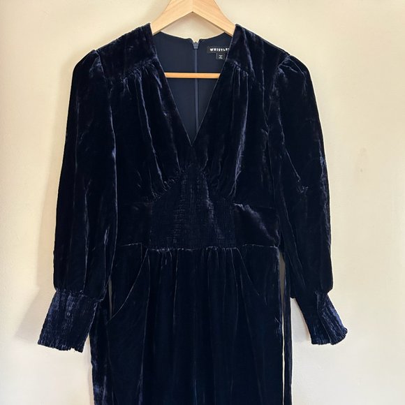 Whistles Maisey Shirred Velvet Jumpsuit, Size 8 - Picture 4 of 4